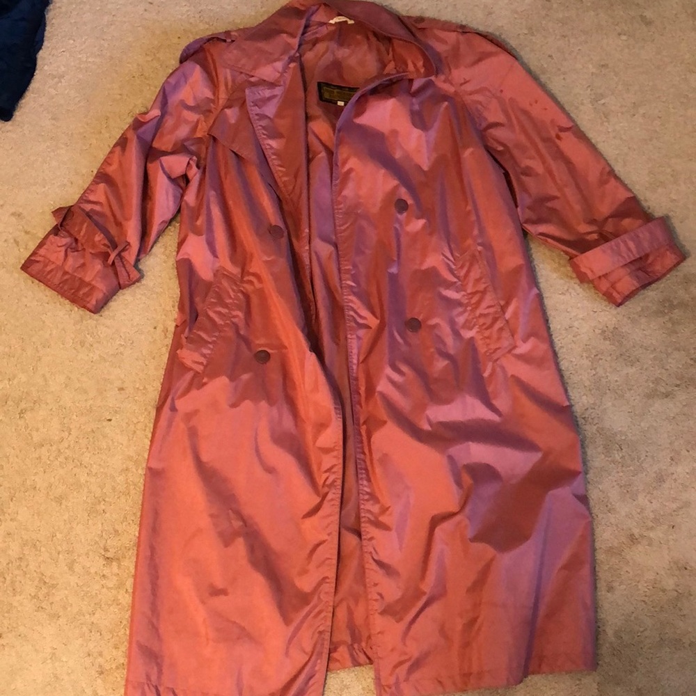 Long pink trench coat
